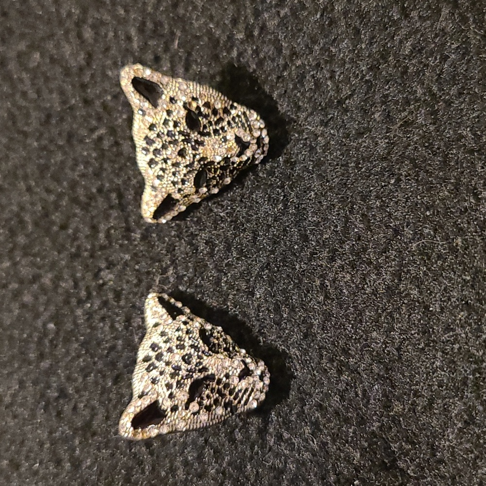 Black & Silver Leopard Earrings